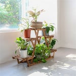 6 Tier Solid Wooden Pot Plant Stand Holder Shelves Rack Display Garden Balcony