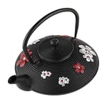 lachineuse - Théière Japonaise en Fonte - Fleurs de Cerisier - Avec Filtre Infuseur - Capacité 0,8L - Décoration Japonaise Asiatique - Théière Traditionnelle Nipponne - Service du Thé - Coloris Noir