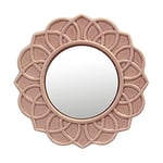 CKK Industrial Stonebriar Miroir Mural Rond en céramique avec Boucle de Suspension attachée, décoration pour Salon, Chambre, Salle de Bain, Couloir et entrée Rose pâle 22,9 cm