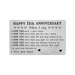 Yobent 11th Wedding Anniversary Card for Husband Wife, Happy 11th Anniversary Marriage Gift for Him Her Men Women, Personalized Steel 11 Eleven Year Anniversary Decorations Present