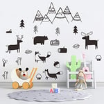 NUGA Wall Stickers for Kids Bedrooms, Play Room Nursery, Baby Room - Stylish Rainbow, Dream Big Little One, Circus, Elephant on Clouds, Elephant in Balloon, Black and White Forest