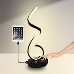 LED Touch Control Creative Table Light Bedside Lamp Spiral Black 3 Colors Desk