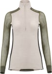 Aclima Aclima Women's WoolNet Hybrid Mock Neck Beige Melange/Olive Night/Jet Black S, Beige Melange /Olive Night /Jet Black