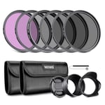 NEEWER 40.5mm Lens Filter Kit: UV, CPL, FLD, ND2, ND4, ND8, Lens Hood and Lens Cap Compatible with Canon Nikon Sony Panasonic DSLR Cameras with 40.5mm Lens