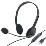 Waytex 69140 Headphones with Swivel Microphone USB Connection Black