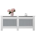 Cache Radiateur. Couvercle de Radiateur MDF avec Étagère et Lattes. Meubles au Design Moderne Fini en Grille Blanche Élégant pour Salon, Chambre,Bureau 172x82x19cm.