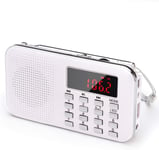 J-908 Poste Radio Portable AM/FM,Petite Radio Portable Rechargeable avec Batterie Rechargeable de 1200mAh,Transistor Radio avec éClairage de Secours,Mini USB/SD/AUX (Blanc)(Q115)