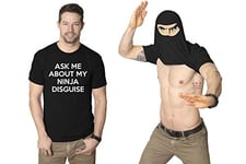 Mens Ask Me About My Ninja Disguise Flip T Shirt Funny Costume Graphic Humor Tee, Black, 3XL