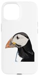 iPhone 15 Puffin Auks Seabird Lunde alken Wildlife Animal Illustration Case