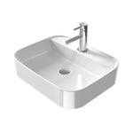 EMKE Lavabo à Poser Rectangulaire – Lavabo pour Salle de Bain et WC Invités – 50 × 40 × 11 cm, Lavabo en Céramique, Blanc