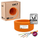 25m CAT 7 Câble Ethernet RJ45 LAN Câble réseau S/FTP PiMF Internet d'installation en Cuivre solide Certifié GHMT pour Switch, Prise, Serveur, PC LSZH Sans halogène AWG 23 orange