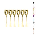 Golden Coffee Spoon,Kyraton 4.95" Stainless Steel Coffee Spoon 6 Pieces,Titanium Plated Golden Soup Spoon，Dessert Spoon,ice Cream Spoon, Teaspoon,Spoon Cutlery 6 Pieces