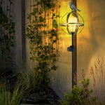 Lampes solaires à LED prise de jardin oiseau solaire pour animaux d'extérieur décoration de jardin en métal solaire, ampoule Edison ambre, noir