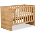 Monmobilierdesign - amelia Lit bébé évolutif avec barrière de sécurité 120X60 Chêne