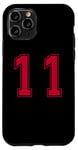 Coque pour iPhone 11 Pro Rouge Numéro 11 Équipe Junior Sports Uniforme Numéroté