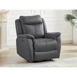 Vente-unique.com Fauteuil relax électrique en cuir de vachette gris anthracite NOMAJO