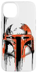 iPhone 14 Plus Star Wars Boba Fett Helmet Paint Drip White Case