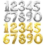 Ballonger siffror 0-9 - Silver & Guld