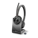 Poly Voyager 4320 UC Wireless Headset & Charge Stand - Noise-Canceling Boom Mic - Connect PC/Mac/Mobile via Bluetooth -Works w/Teams (Certified), Zoom