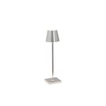 Zafferano Poldina Pro Lampe de Table LED sans Fil Rechargeable - Lampe Tactile Dimmable avec Finition Galvanique - Temp. Lumière 2700 - 3000K - Aluminium H38 (Chrome Poli)