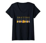 Womens Cute Hanukkah Candles Cat Lover Hanukkah Cat V-Neck T-Shirt