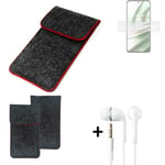 Case for OnePlus 10R 5G dark gray red edges Cover + earphones