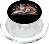 Book Nerd Cat Reading Book Flower Bookworm Book Cat & Books PopSockets PopGrip pour MagSafe