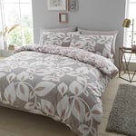 Catherine Lansfield Inga Leaf Blush Parure Housse de Couette 200x220+60x70(2)