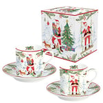 Easy Life COFFRET 2 TASSES A CAFE 7,5CL EN PORCELAINE JOYFUL SANTA