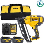 DeWalt DCN660 18V BL 2nd Fix Finish Nailer With 2 x 4Ah Batteries, Charger & Bag