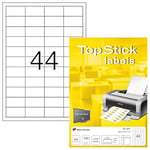 TopStick Self Adhesive Multipurpose Labels, 44 Labels per A4 Sheet, 100 Sheets, 48.3 x 25.4 mm, 4400 Labels, Blank Universal Labels Stickers, Sticky Labels for Laser & Inkjet Printer, White