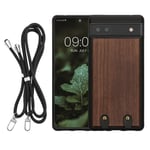 Wooden Crossbody Case Compatible with Google Pixel 6a Cover Wood 