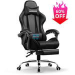 Gtplayer - Chaise Gaming de Massage avec Repose-Pieds et Accoudoirs Synchronisés Fauteuil Gamer Pivotant en Cuir de pu (Marron)