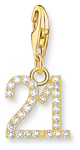 Thomas Sabo 2140-414-39 Gold-Plated Charm Pendant Number 21 Jewellery