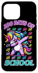 Coque pour iPhone 16 Pro Max 100 jours d'école à tamponner Unicorn Rainbow