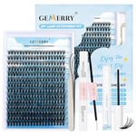 Cluster Lashes Kit GEMERRY Individual Lashes 280Pcs Cluster Lashes DIY Individual Eyelash Kit 40D C Curl 8-16mm Eyelash Extension Kit with Lash Bond and Seal Lash Glue Remover and Tweezers(40D-C-Kit)