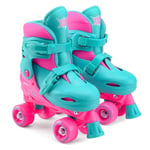 Xootz Kids Quad Skates, Beginner Adjustable Roller Skates Girls, Pink