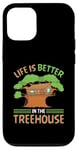 Coque pour iPhone 12/12 Pro Life Is Better In The Treehouse Builder Charpentier Cabane dans les arbres