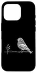 Coque pour iPhone 16 Pro Line Art Oiseau et Ornithologue Pin Siskin