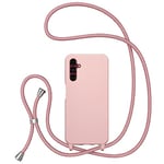 ZTOFERA Crossbody Lanyard Case for Samsung Galaxy A14 5G, Liquid Silicone Protective Phone Case with Adjustable Strap Neck Cord Necklace Girls Women Soft Cover for Samsung A14 5G, Pink