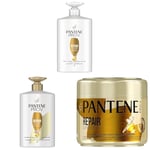 Pantene Pro-V XXL Repair & Care Shampooing 1 litre + Conditioner 900 ml + 2 Masques pour cheveux fragiles et abîmés, aide à combattre les signes des agressions en 1 seule application, format 300 ml