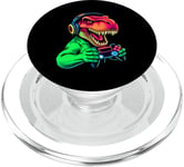 Gaming Dinosaurs- Le T-rex joue aux jeux vidéo PopSockets PopGrip pour MagSafe