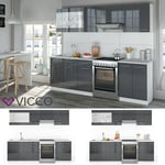 Vicco Cuisine Raul Cuisine intégrée Bloc de cuisine 240 cm anthracite brillance