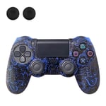 Skal för Sony PlayStation 4 Pro Slim PS4 Anti-Slip Silikon Skin Cover - Blue Phoenix Feather