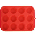 Zuvo Silicon Muffin Tray 12 Cups - Non Stick Baking Trays for Cupcakes & Brownies - (23x31cm) Red Baking Moulds for Muffin