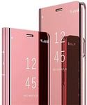 Coque Samsung S21 5g, Galaxy S21 5g Coque Ultra Mince Élégant Plating Mirror Makeup Housse Standing Support Étui Antichoc Protection Flip Case Cover Samsung Galaxy S21 5g, Rose