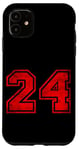 Coque pour iPhone 11 Numéro #24 Sport Rouge Numéro Varsity en détresse