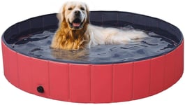 LYYJF Foldable Dog Swimming Pool Pet Puppy Bath Tub Kids Shower Indoor Outdoor,Red,160X30CM