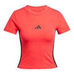 adidas Femme Essentials 3 Stripes Slim Baby T-Shirt, Pure Ruby/Black, XS