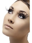 Ladies False Eyelashes Black Fancy Dress Feather Plumes Fake Lashes